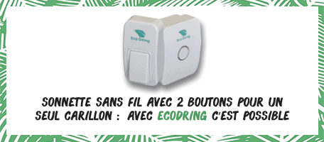 Sonnette sans fil sans pile : Carillon sans fil Ecodring